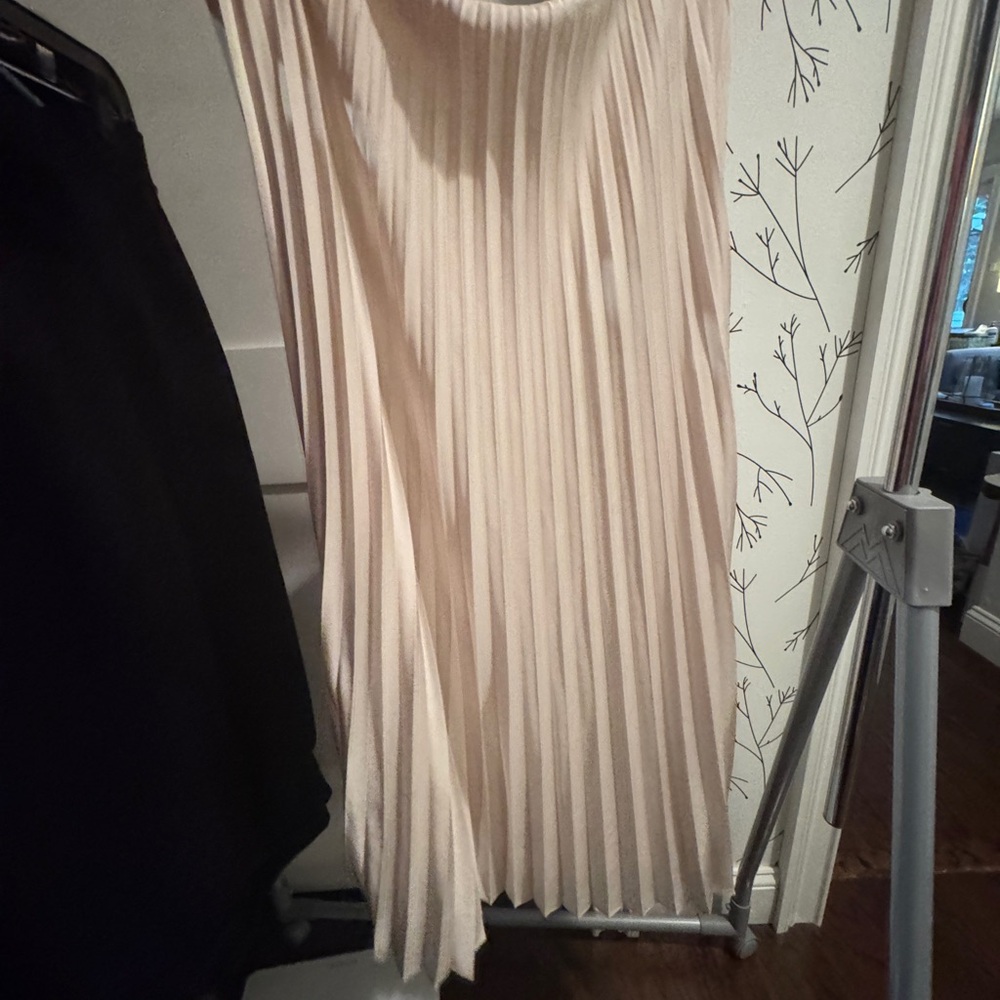 J. Crew Cream A-Line Pleated Midi Skirt